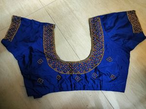 Stitched Maggam Work Blue
