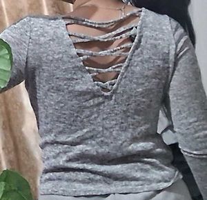 Gray Criss-Cross Back Top