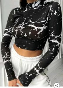 Black & White Marble Print Crop Top🖤