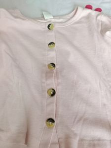 Cute Baby Pinkinsh Peach Buttoned Crop Top