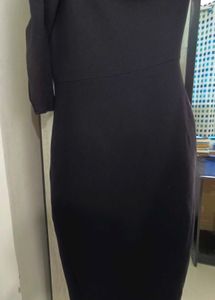 One-Shoulder Black Midi Dress