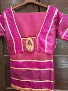 Magenta &amp; Mustard Comb. Kota Doria Silk Saree
