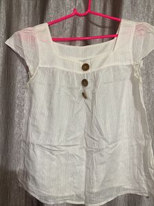 White Button-Front Top