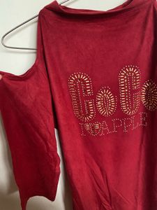 Velvet Cold Shoulder Party Wear Top