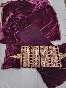 Velvet Embellished Saree