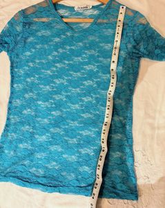 Beautiful Blue Lace Long Sleeve Top