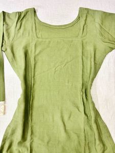 Green Pinteresty Short Kurti with Lace Trim