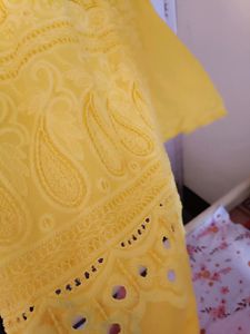 Yellow (Chikan)Embroidered Kurti
