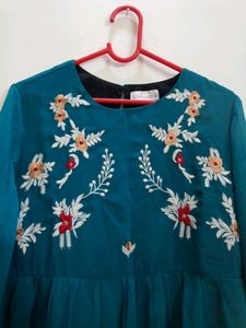 Embroidered Teal Top