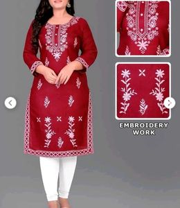 Maroon Embroidered Kurta size xl