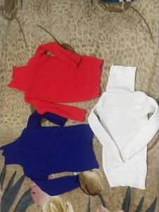 Combo Set 3 High Neck Sweaters 4-6 Year Girls