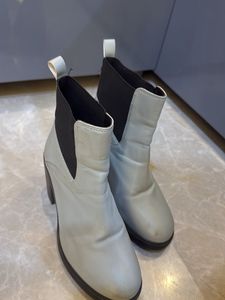 Grey Block Heels Boots From Paris