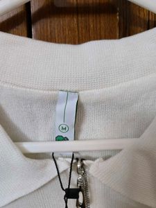 Off White Spread Collar Top