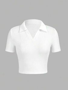 White Crop Polo Top