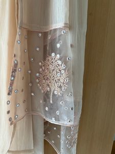 Anouk Peach Mirror-work Kurta with Trouser &amp; Dupat
