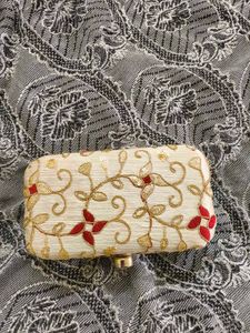 Embroidered Clutch with Chain