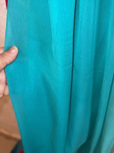 Pure chiffon Blue &amp; Pink Saree