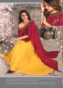 Designer Yellow &amp; Rani Pink Dress