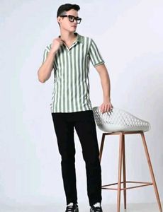 Striped Polo Neck Tshirt