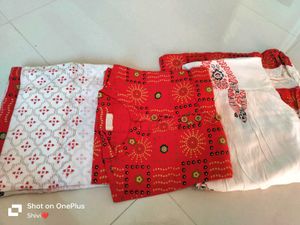 Bandhej Print Kurta, Skirt And Dupatta