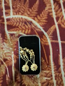 Gold Tone Floral Dangle Earrings