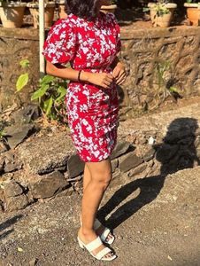 Red Bodycon Dress With Belt