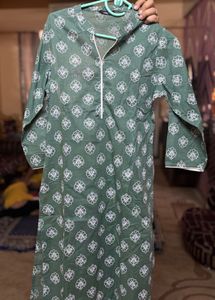 Cotton Green Printed Kurta Set