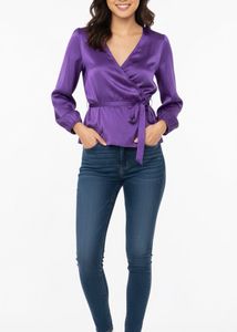 Purple Shiny Wrap Top