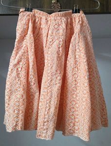 Peach Embroidered Mini Skirt