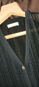 Crochet Net V Neck Black Crop Top