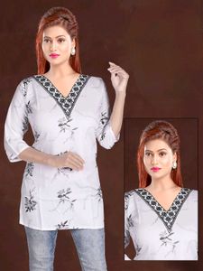 Floral Print V-Neck Tunic Size Available In (XL,L)