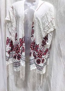 242011. Floral Embroidered White Shrug