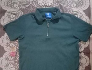 Green Teamspirit Zip Polo Shirt