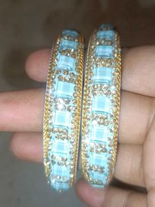 Elegant Blue & Gold Bangles