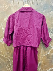 Burgundy Smocked Jumpsuit