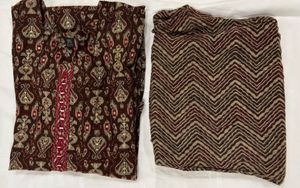 Printed Brown Kurta Set