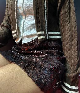 M&S Sequin Brown Mini Skirt