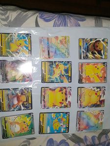 12 DIFFERENT PIKACHU ARTWORK POKEMON CARDS.