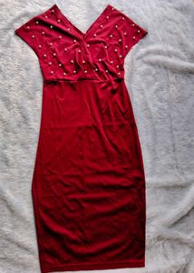 Red Velvet Pearl Dress