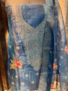 Elegant Blue Floral Print Salwar Suit