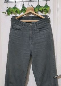 Grey Denim Flared Jeans