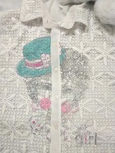 Floral White Blouse With Sheer Sleeves