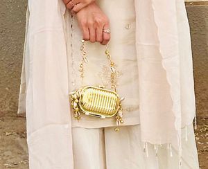 Unique Gold Clutch with Shell Details
