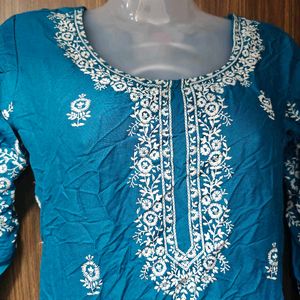 Elegant Blue Embroidered Kurti