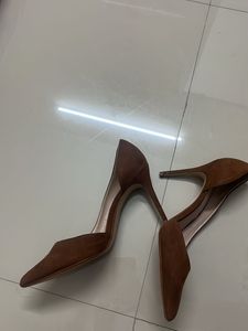 Mango Brown Suede Pointed Toe Heels