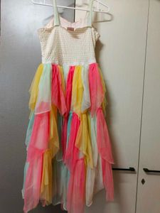 Girls Multicolour Long Gown Net