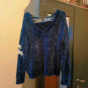 Tommy Jeans Blue V-Neck Hoodie