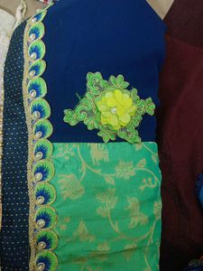 Elegant Aqua &amp; Gold Sari