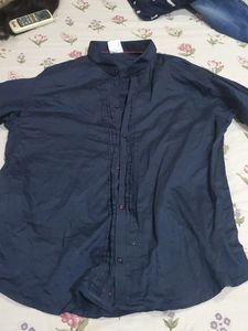 Men Smart Navy Blue Front PleatedShirt.Itz Actually Very Dark In Color As Compared to the Pics