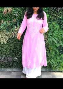 Pink chikankari Kurta